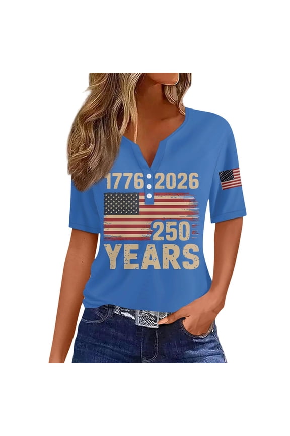 Anniversary Shirt,Usa Flag Patriotic Tshirt Basic Tees For Women Stripes Graphic Tee Anniversary Merchandise Women Summer Tops Anniversary Print Shirt Summer Baggy Tops Blue M