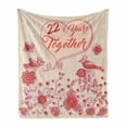 thumbnail image 1 of Anniversary Soft Flannel Fleece Blanket, 22 Years Together Lettering with Folk Art Ornamental Birds and Flowers, Cozy Plush for Indoor and Outdoor Use, 50" x 70", Coral and Champagne, by Ambesonne, 1 of 6