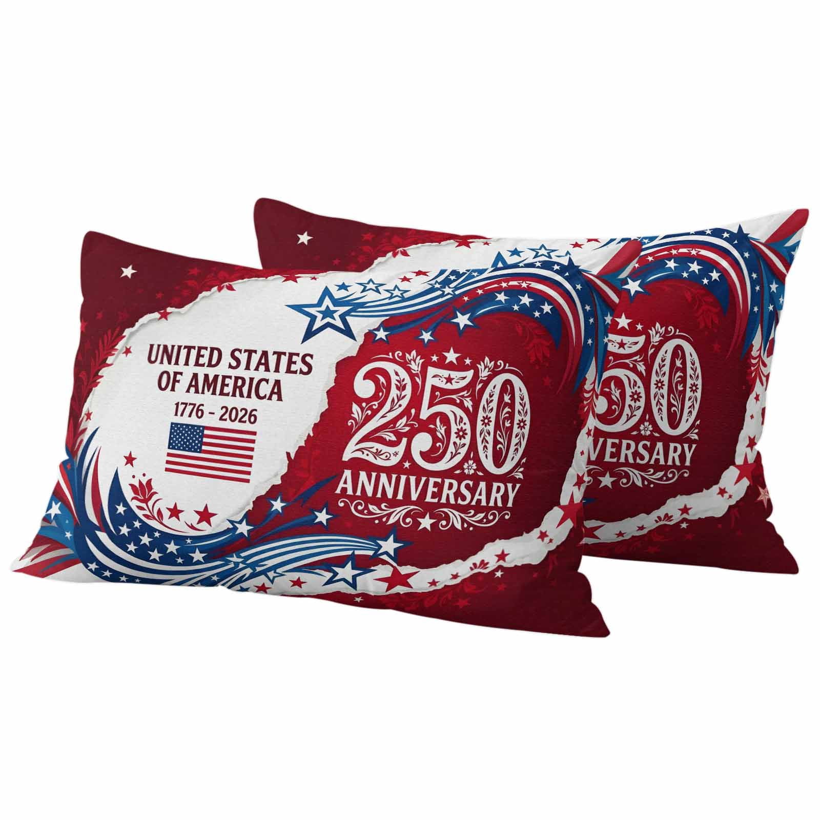 Anniversary USA Outdoor Waterproof Pillow Covers, 4th of July 1776-2026 American Flag Decorative Rectangle Throw Pillowcase Sofa Cushion Sham for Patio/Couch/Chair, 20"x12" 2 Pack