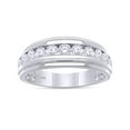 thumbnail image 1 of AFFY Anniversary Wedding Band For Men Round 1.00 Carat Natural Diamond Half Eternity Rings in 14K Solid White Gold Jewelry Gift for Him Ring Size 7.5, 1 of 7
