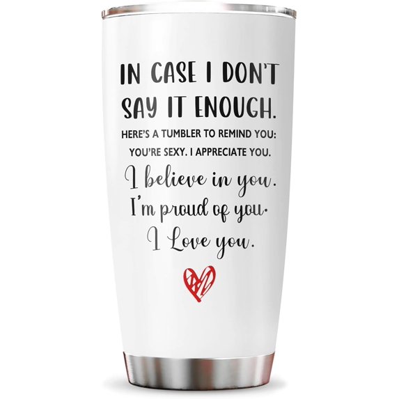 Anniversary Wedding, Christmas, Valentines Day, Birthday Gifts for Her, Him - Romantic Gifts for Wife, Girlfriend, Couples - Gifts for Boyfriend, Husband - White Tumbler 20oz