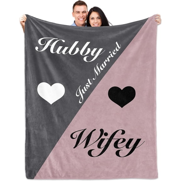 Anniversary Wedding Gifts for Couples Hubby and Wifey Honeymoon Just Married Blanket Anniversary Romantic Gifts for Couple Newlywed Wife Husband Bridal Shower Gifts for Women