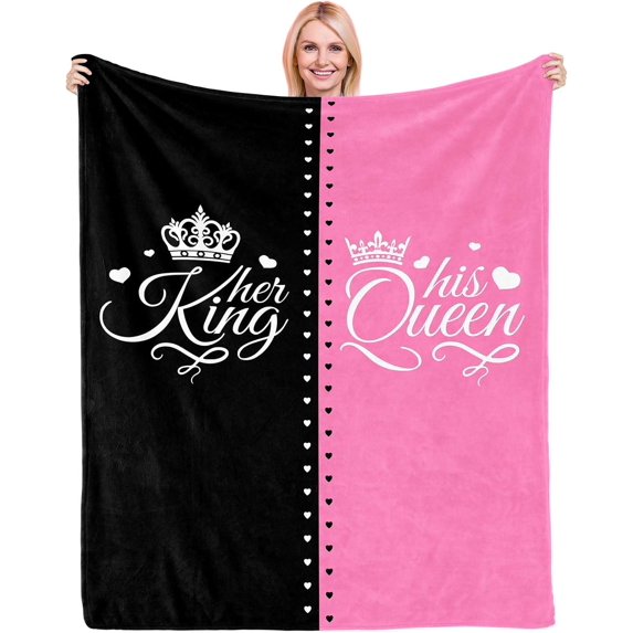 Anniversary Wedding Gifts for Couples Wife Engagement Newlywed Gift for Her King and His Queen Honeymoon Throw Blanket Inspiring Marriage Gift Ideas Bridal Shower Gifts for Bride Groom