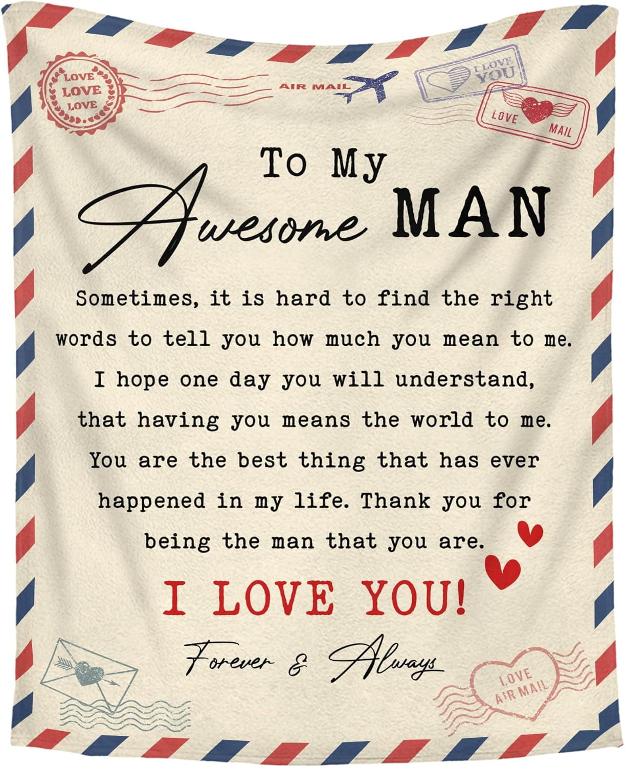 Anniversary Wedding Gifts for Him Her - I Love You More Soft Fleece Throw  Blanket 60x80 in - Couple Gifts for Girlfriend Boyfriend, Wife Husband  Birthday Gift Ideas, Love Blanket - Walmart.com, image size:1222x1500