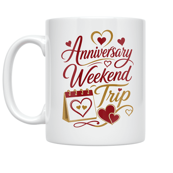 Anniversary Weekend Trip Design - Romantic Couple - 11 oz Ceramic Coffee Mug