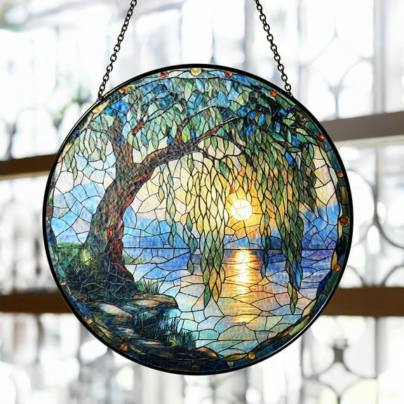 Anniversary Willow Tree Stained Glass Suncatcher Wedding Window Hanging Unique Gift For Couples