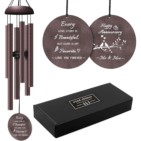 Anniversary Wind Chimes Gifts for Couple,32" Outdoor Metal Windchimes for Wife,Husband,Parents -Romantic Wedding, Retirement Gift with Soothing Tones,Durable Anodized Aluminum Tubes (Anniversary)