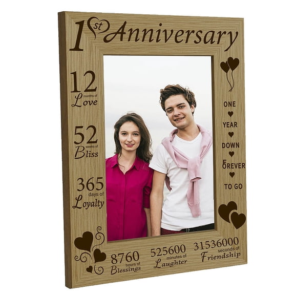 Anniversary Wood Photo Frames for Tabletop Display Photo Frame Rectangle Word 168x218mm Inner Diameter: 100x150mm