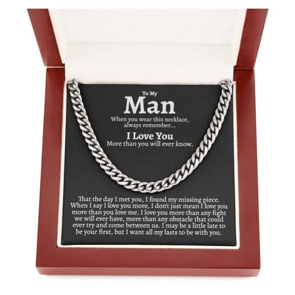 Anniversary gifts Jewelry To My Man Necklace For Husband Boyfriend gift for him Birth Month Cuban Link Chain Necklace