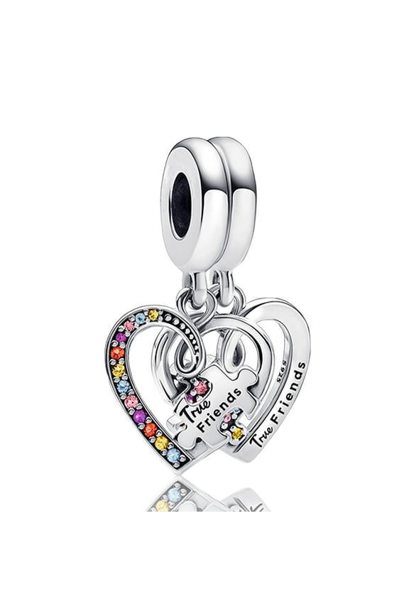 925 Sterling Silver Bracelet Pendant Puzzle Heart-Shaped Women's Bracelet Charm