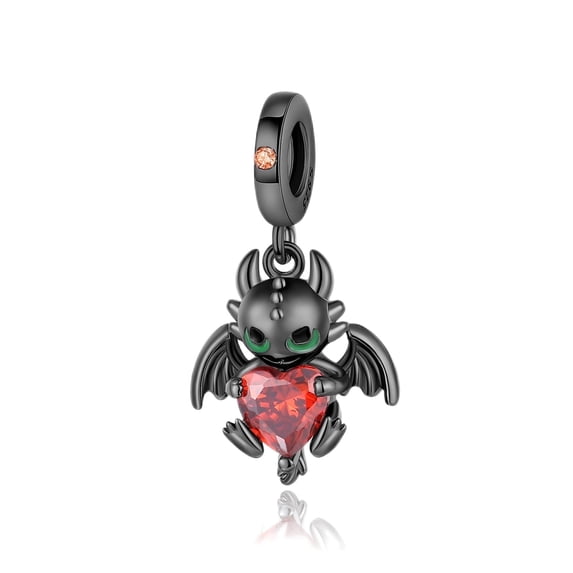 RPSIANNA Dragon Heart Charm Cubic Zirconia Bracelet Sterling Silver, 0.51 x 0.43 Inches