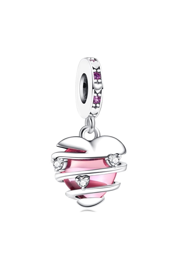 925 Sterling Silver Charm for Women Bracelet Heart-Shaped Spiral Pendant
