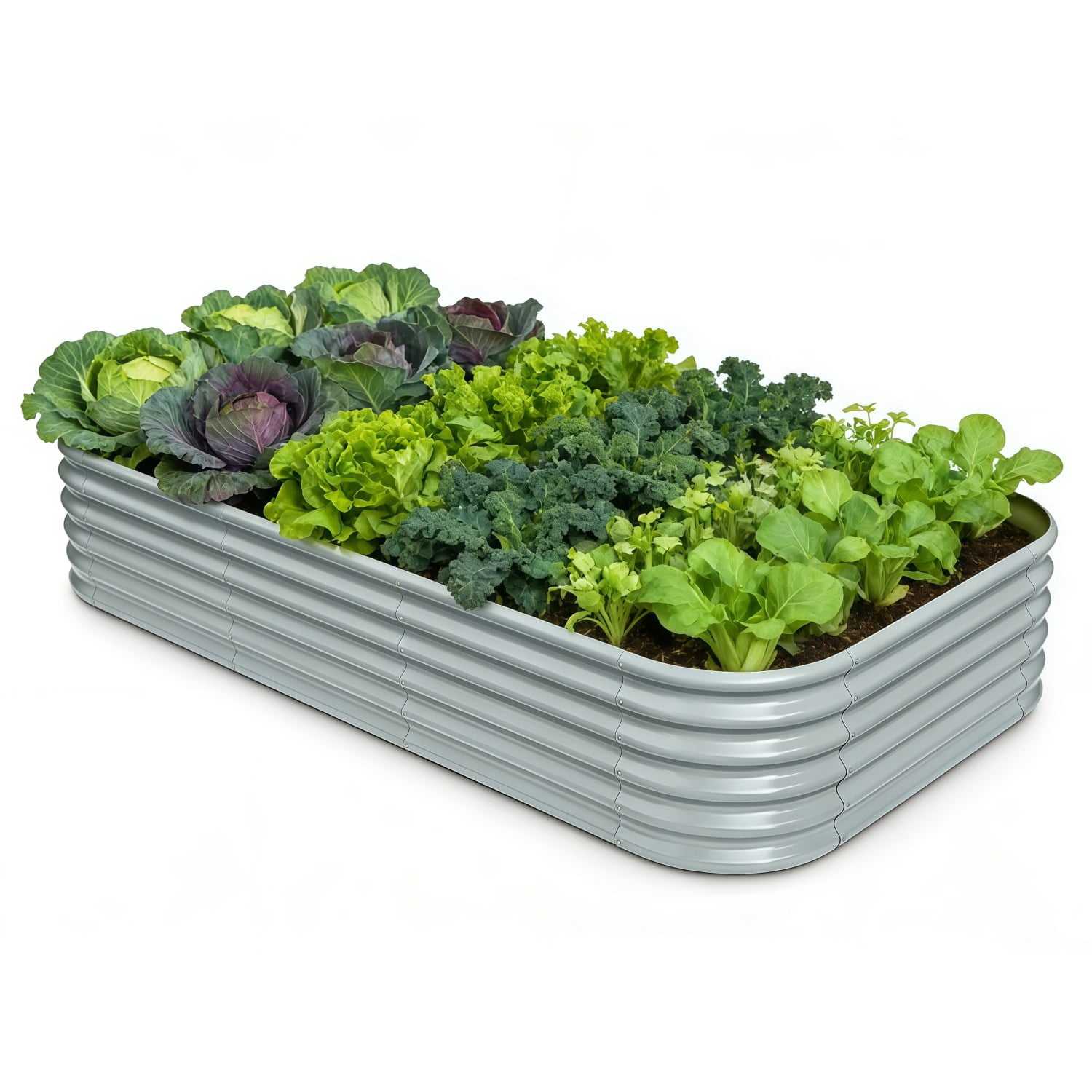 Annoell 8x4x1.5 ft Galvanized Raised Garden Bed, 18" Tall Metal Raised Flower Bed for Vegetables, Large Planter Box for Home Gardening - Brooklyn Grey