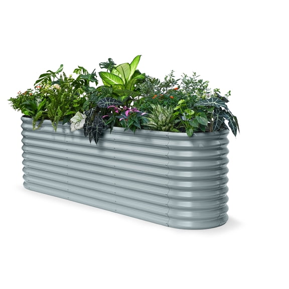 Annoell 30" Extra Tall Galvanized Raised Garden Bed, 8x2x2.5 ft Metal Planters for Outdoor Plants, Heavy Duty Flower Bed Deep Root for Vegetable, Garden Bed Outdoor Large Planter Box - Brooklyn Grey