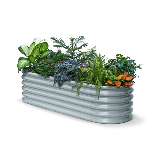 Annoell 6x2x1.5 ft Galvanized Raised Garden Bed, 18" Tall Metal Raised Planters for Outdoor Plants, Vegetables, Herbs, Above Ground Raised Garden Bed Kit for Small Space Gardening -Brooklyn Grey