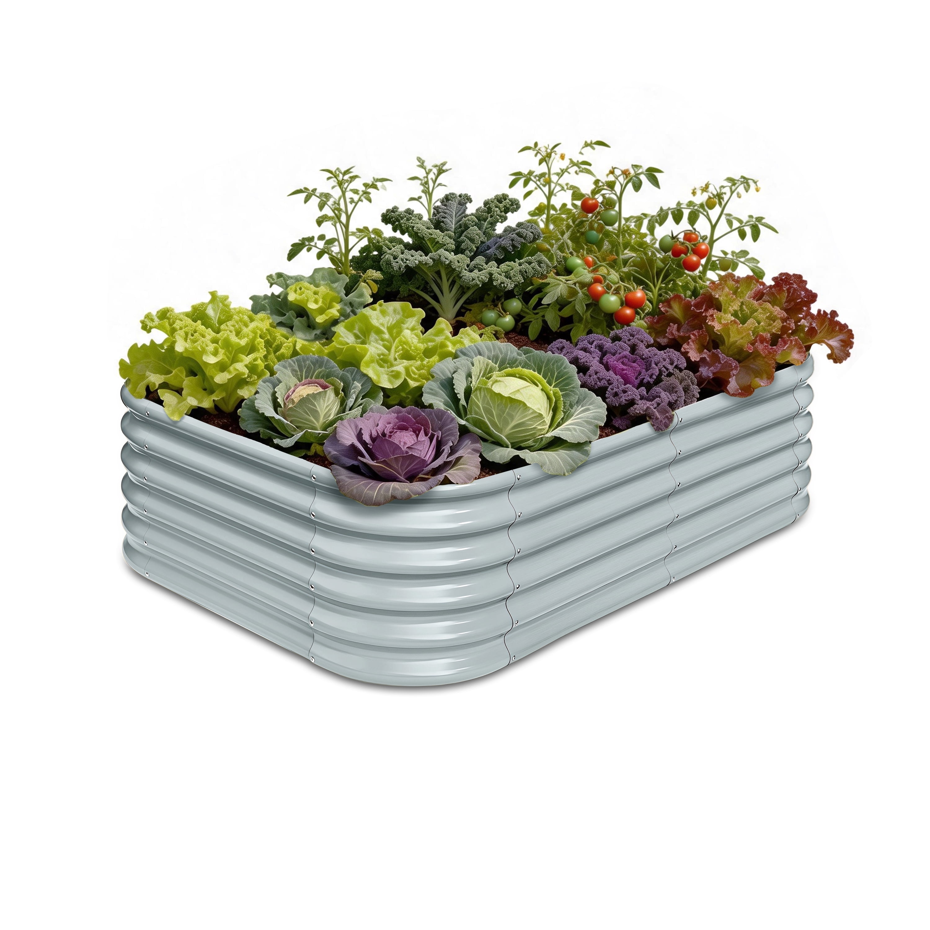 Annoell 6x4x1.5 ft Galvanized Raised Garden Bed, 18" Tall Metal Raised Flower Bed for Herb Fruit Vegetable, Outside Backyard & Patio - Brooklyn Grey