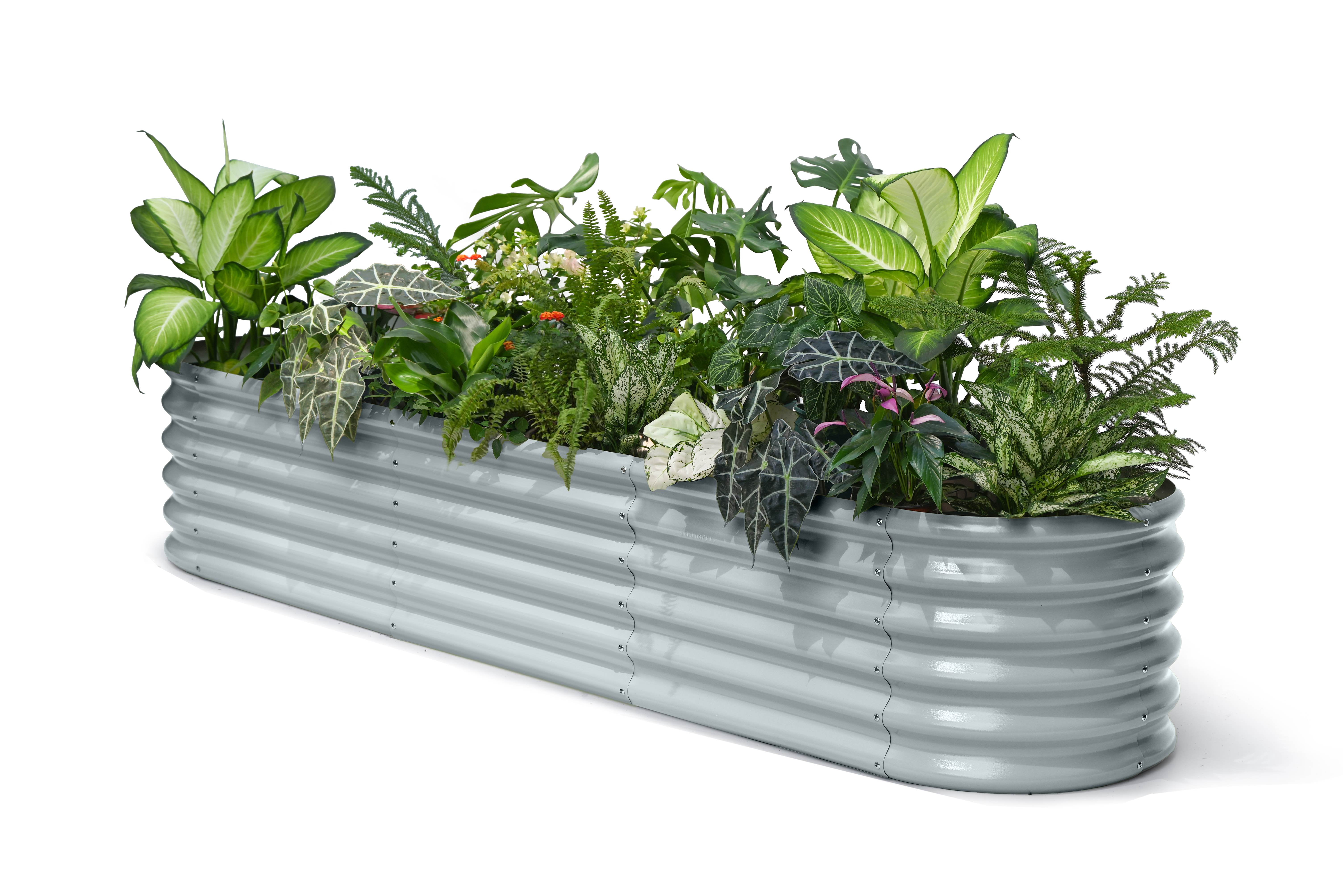 Annoell 8x2x1.5 ft Galvanized Raised Garden Bed, 18" Tall Planter for Outdoor Plants, Metal Flower Bed for Herb Fruit Vegetable, Modular Raised Planter for Outside Backyard & Patio - Brooklyn Grey