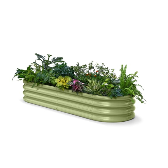 Annoell Galvanized Raised Garden Bed 6x2x1ft - 12" Tall Metal Planter Box Small Flower Bed for Balcony with Durable Steel & Rot Resistant - Moss Green