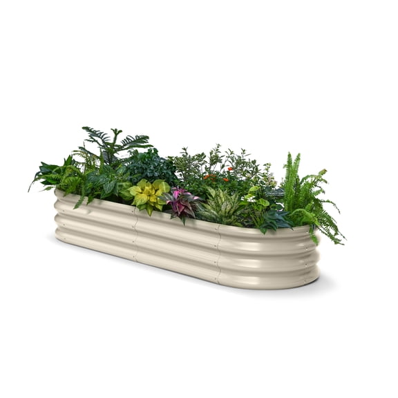 Annoell Galvanized Raised Garden Bed 6x2x1ft - 12" Tall Metal Planter Box Small Flower Bed for Balcony with Durable Steel & Rot Resistant - Sand Beige