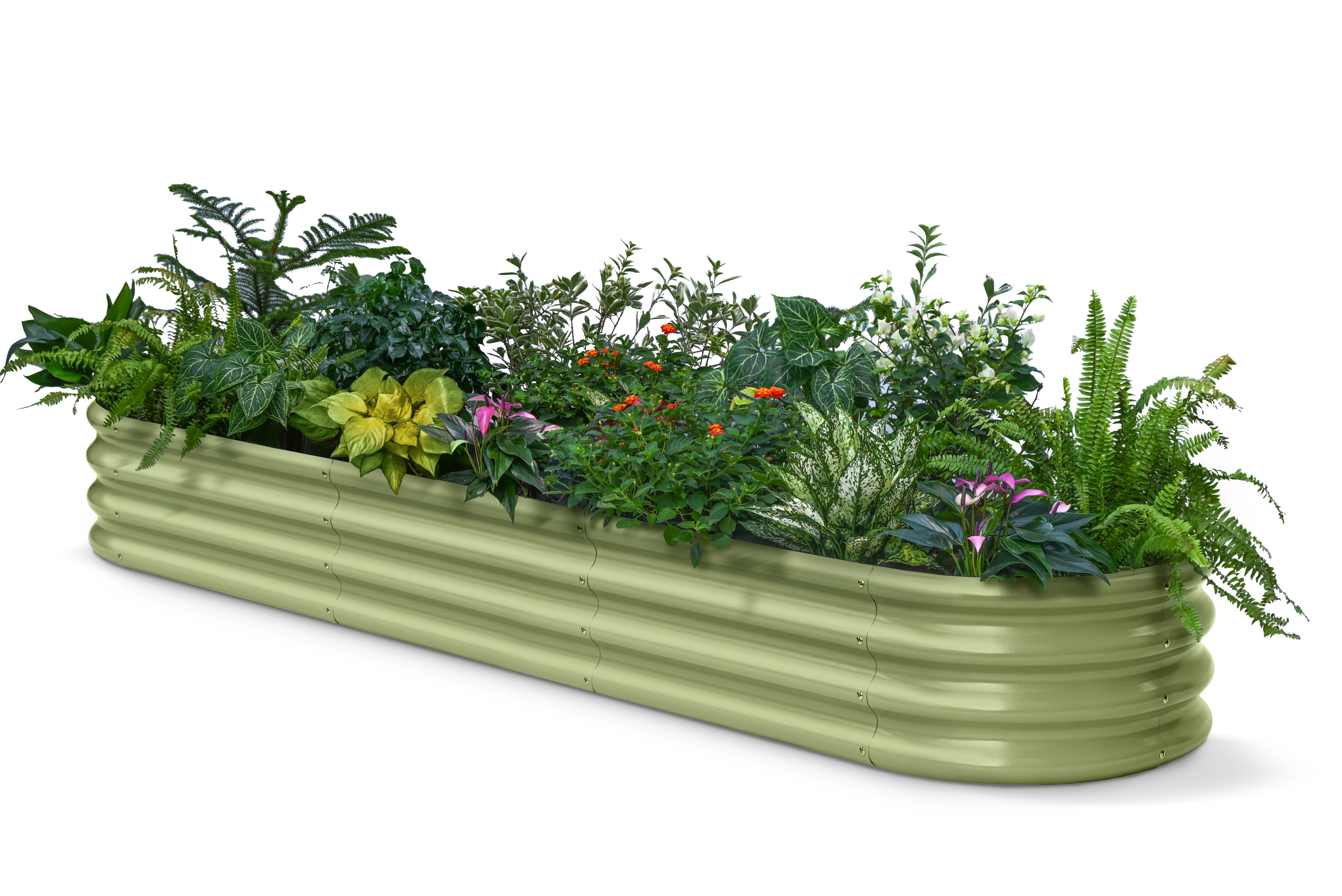 Annoell Galvanized Raised Garden Bed 8x2x1ft - 12" Tall Metal Planter Garden Box with Stainless Steel Hardware and Rust-Resistant Coating - Moss Green