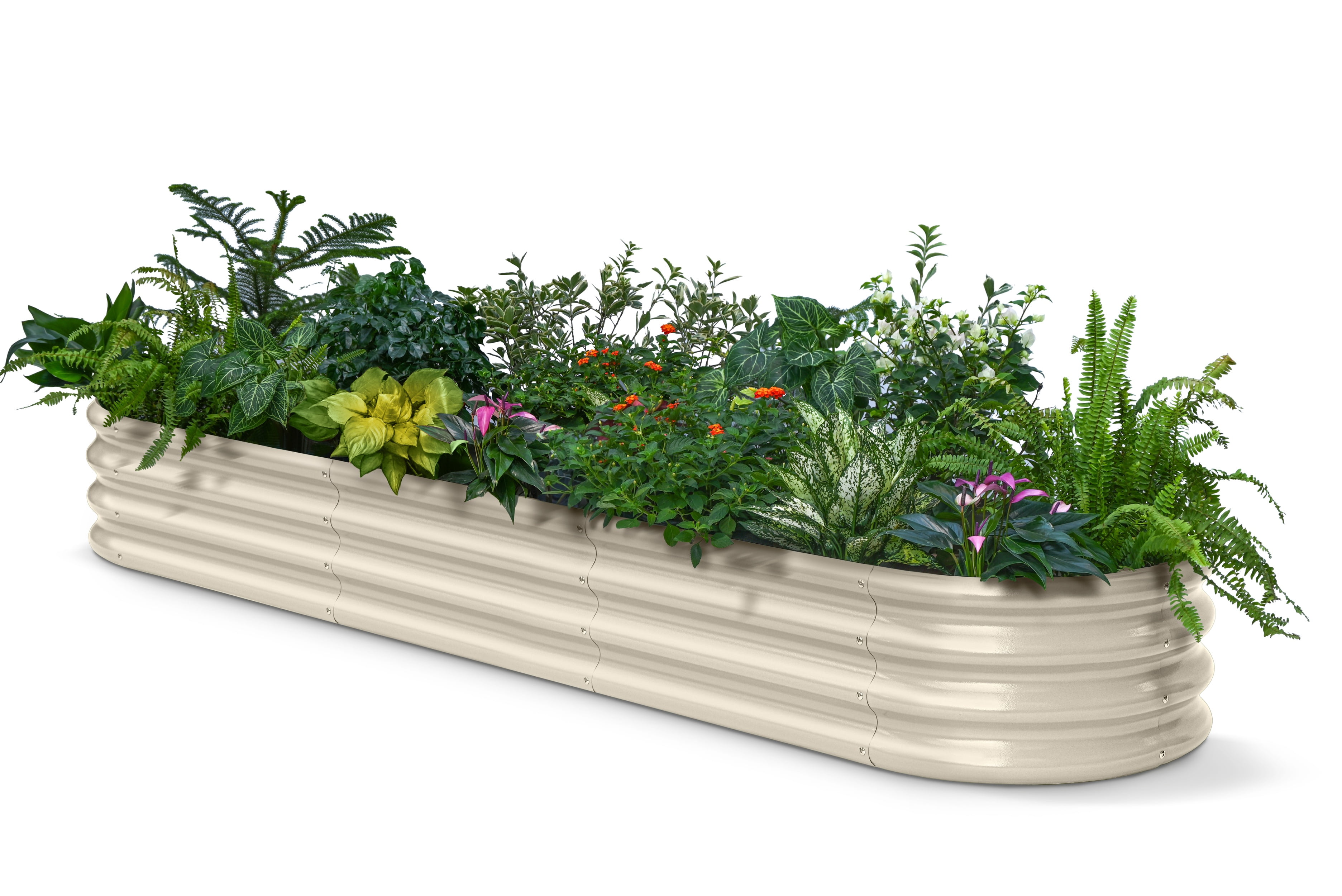 Annoell Galvanized Raised Garden Bed 8x2x1ft - 12" Tall Metal Planter Garden Box with Stainless Steel Hardware and Rust-Resistant Coating - Sand Beige