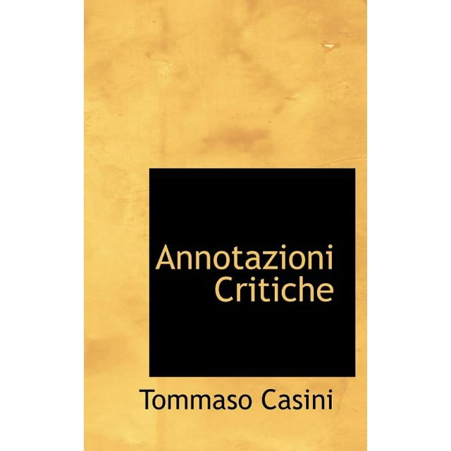 Annotazioni Critiche (Hardcover)
