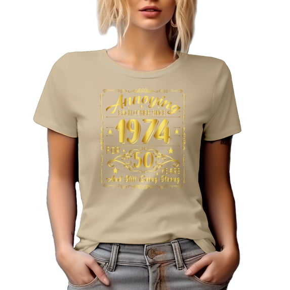 Annoying Each Other Since 1974 for 50 Years and Still Going Strong, Wedding Anniversary, Tan T-Shirt, 3XL