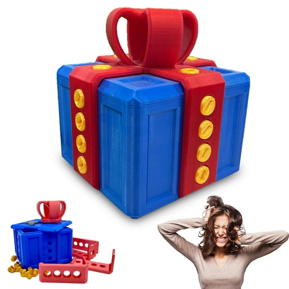 Annoying Gift Box with Screws, the Annoying Present, Prank Box with Screw, 3d Printed Annoying Gift Box, 3d Printed Hilarious Money Card Container, Ideal for Birthday, Christmas,Blue