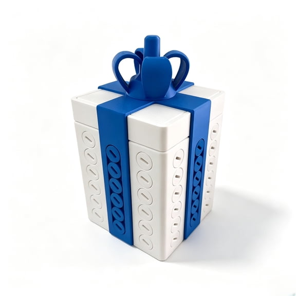 The Annoying Gift Box, Upgraded Version 3D Printed Prank Puzzle Gift Box for Cash and Gift Cards, Reusable Challenge Present Box for Birthday Christmas Party Surprise (blue&white)
