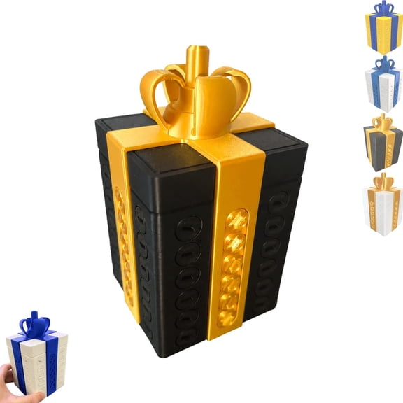 The Annoying Gift Box Upgraded Version 3D Printed Prank Puzzle Gift Box with Screw Challenge, Maze Opening Game, Reusable Surprise Box for Cash Gift Card Birthday Christmas Party (gold&black)