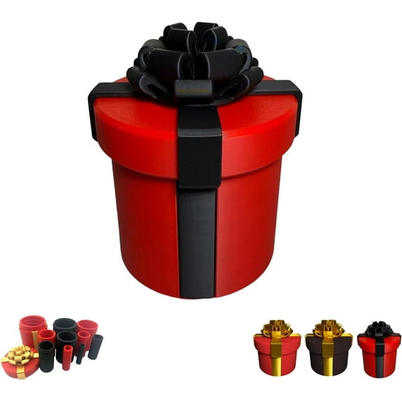 Annoying Nested Screw Gift Box, Annoying Gift Box, Prank Gift Boxes, Money Puzzle Box for Cash Gift, Reusable Prank Gift Packaging for Birthday, Christmas & Fun Party Game (Black Red)
