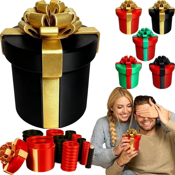 Annoying Nested Screw Gift Box, Prank Nesting Box for Cash & Surprises, Reusable Prank Gift Packaging for Birthday Christmas Fun Party Game (Gold Black)