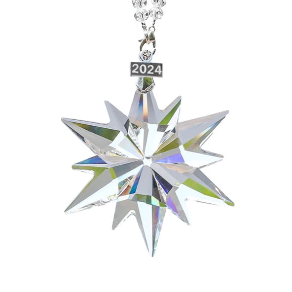 Annual Christmas Ornaments Colorful Crystal Snowflake Star - Christmas Tree Ornaments Pendant Crystal Sun-Catcher Home Hanging Decor (Colorful 2024)