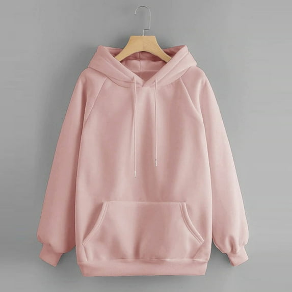 Annual Event POROPL Womens Hoodie Long Sleeve Hoodie Sweatshirt Pocket Pullover Tops Pink L