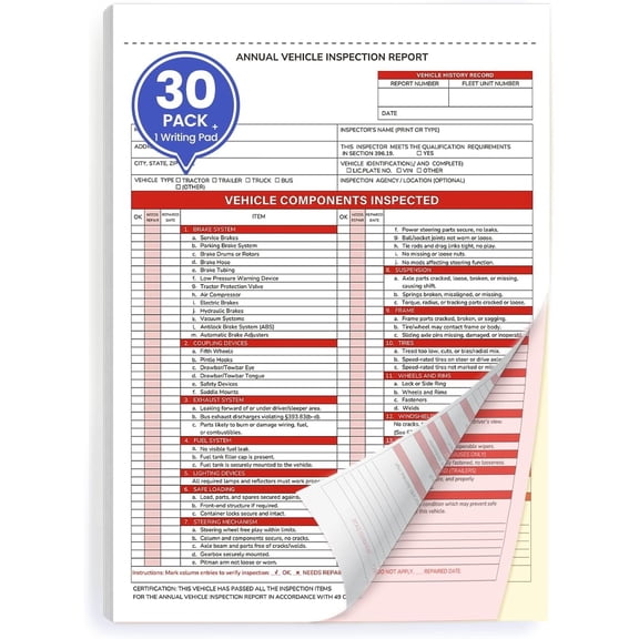 Annual Inspection Forms, 3-Part NCR Report Forms, 30 Sets