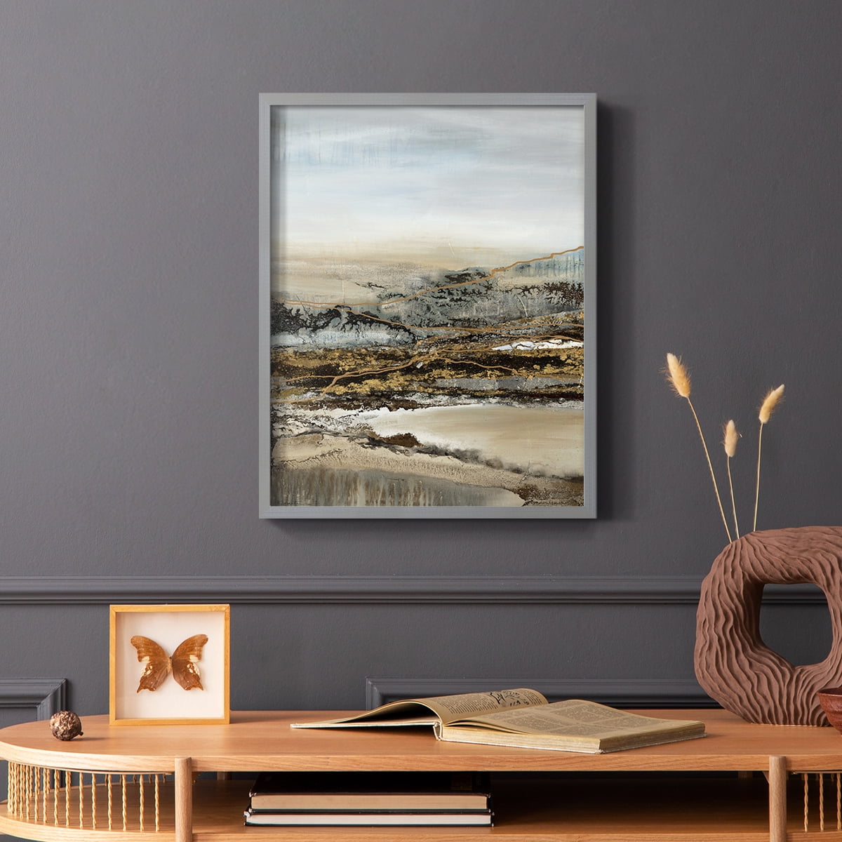 Annual Journey Framed Print in Gray Solid Wood Framed Print No Nail Hanging