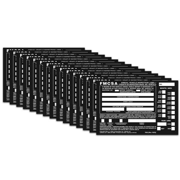 Annual Vehicle Inspection Label with Punch Boxes 15-pk. - Bilingual, Aluminum, Permanent Self Adhesive, 6" x 4" - Meet DOT AVIR Requirements - J. J. Keller & Associates