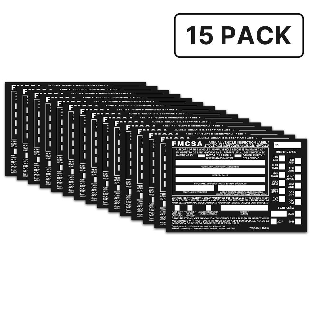 Annual Vehicle Inspection Label with Punch Boxes 15-pk