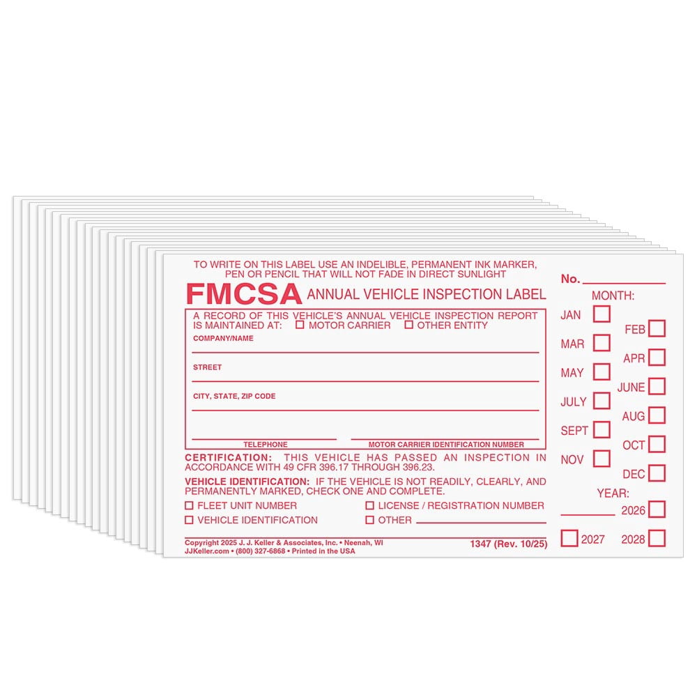 Annual Vehicle Inspection Label with Punch Boxes 20-pk. - Vinyl ...