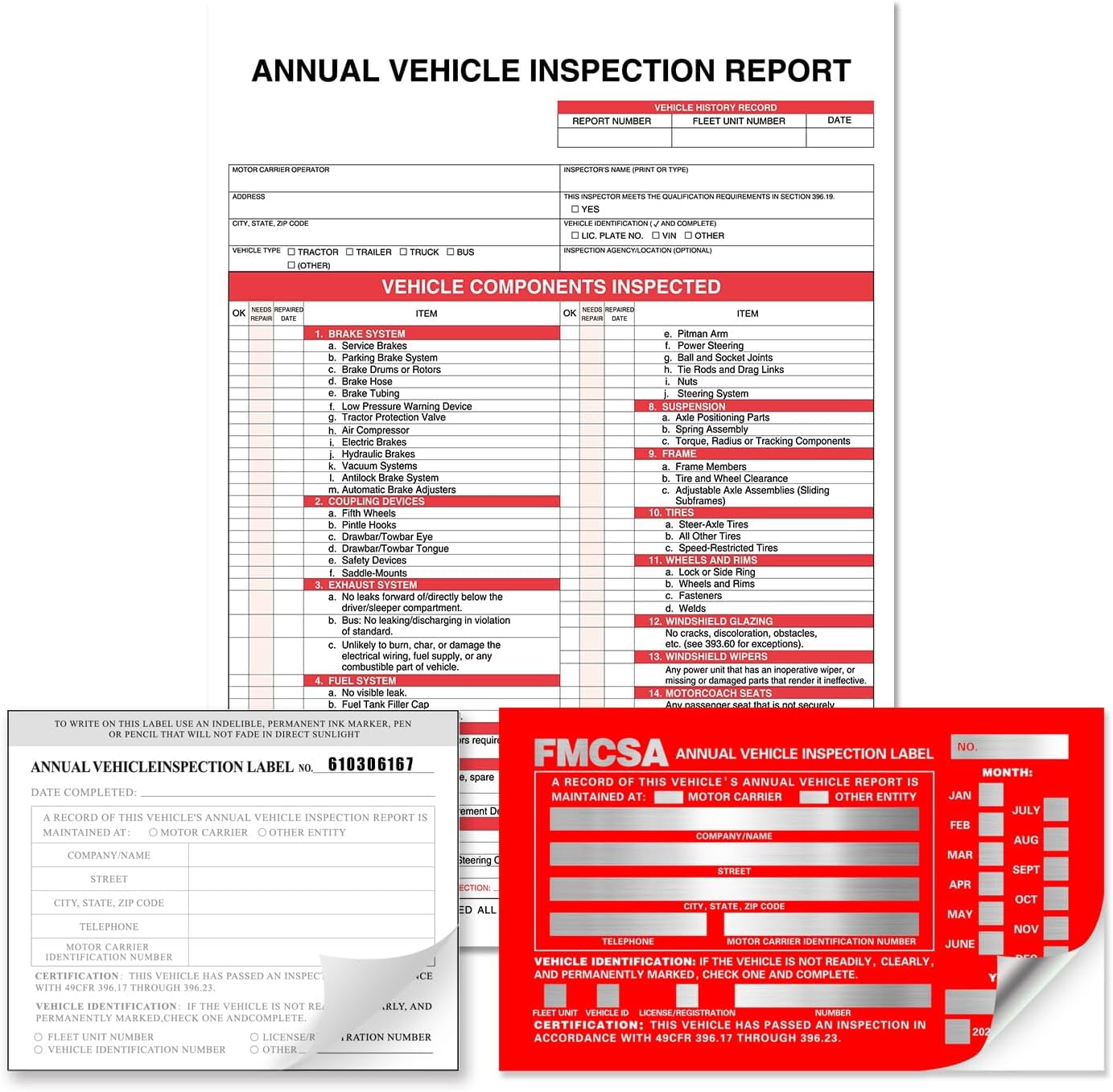 Annual Vehicle Inspection Report Form with Red Exterior Aluminum ...