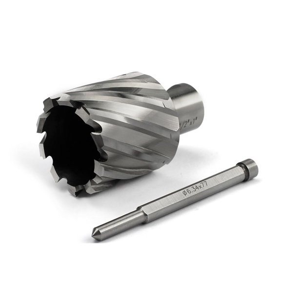 Annular Cutter 1-1/2 Inch Cutting Diameter 3/4 Weldon Shank 1 Cutting Depth with Pilot Pin Slugger Bits HSS Kit for Magnetic Drill Press,1 Piece