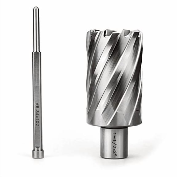 Annular Cutter 1-1/2 inch Cutting Diameter 2 inch Depth of Cut,3/4 inch Weldon Shank 2 Flat Mag Drill Bit with Pilot Pin for Magnetic Drill Press,1 Piece$$Tools & Hardware Other
