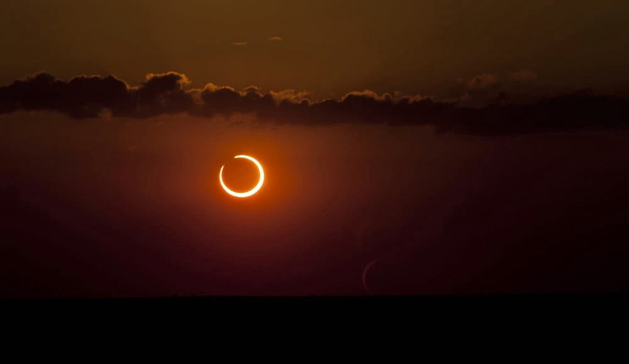 Annular Solar Eclipse Canvas Art - Phillip JonesStocktrek Images (37 x 22)