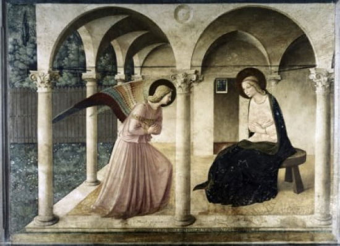 Annunciation 1438-1445 Fra Angelico (ca1395-1455 Italian) Fresco Museo di San Marco Florence Italy Canvas Art - Fra Angelico (18 x 24)