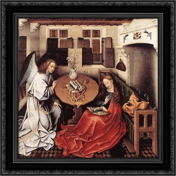 Annunciation 20x20 Black Ornate Wood Framed Canvas Art by Campin, Robert
