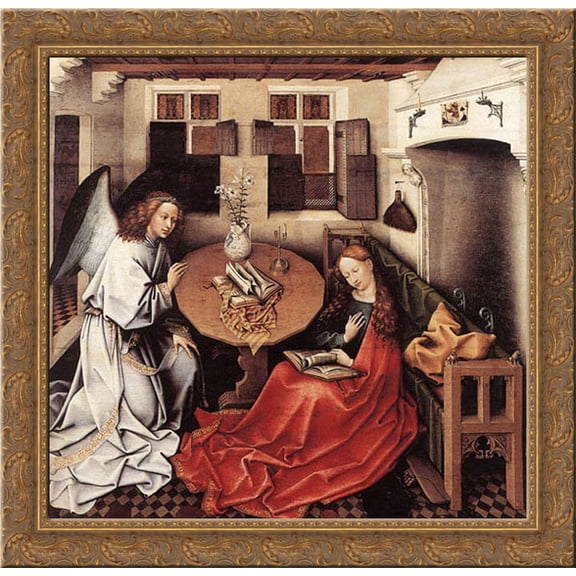 Annunciation 20x20 Gold Ornate Wood Framed Canvas Art by Campin, Robert