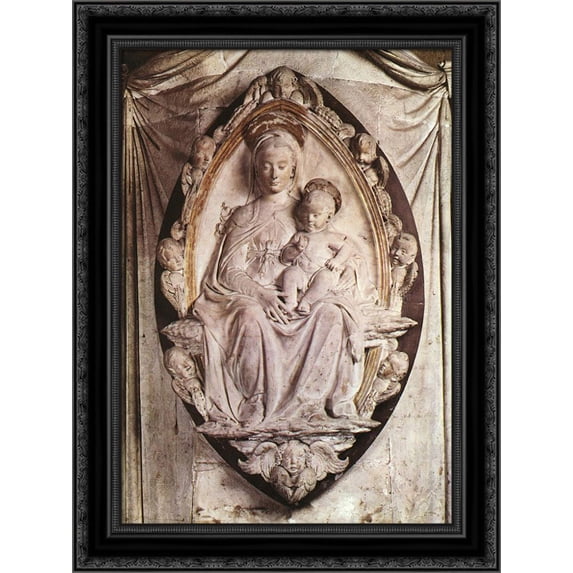 Annunciation 20x24 Black Ornate Wood Framed Canvas Art by Donatello