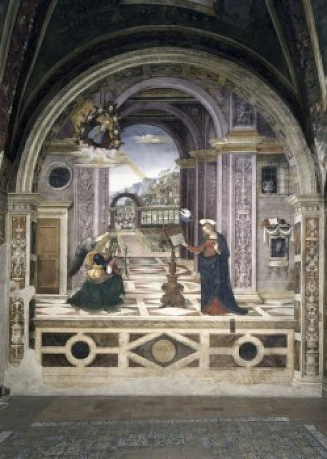 Annunciation Bernardino Pintoricchio (c 1454-1513 Italian) Fresco Cappella Baglioni Church of Santa Maria Maggiore Spello Italy Canvas Art - Bernardino Pinturicchio (18 x 24)