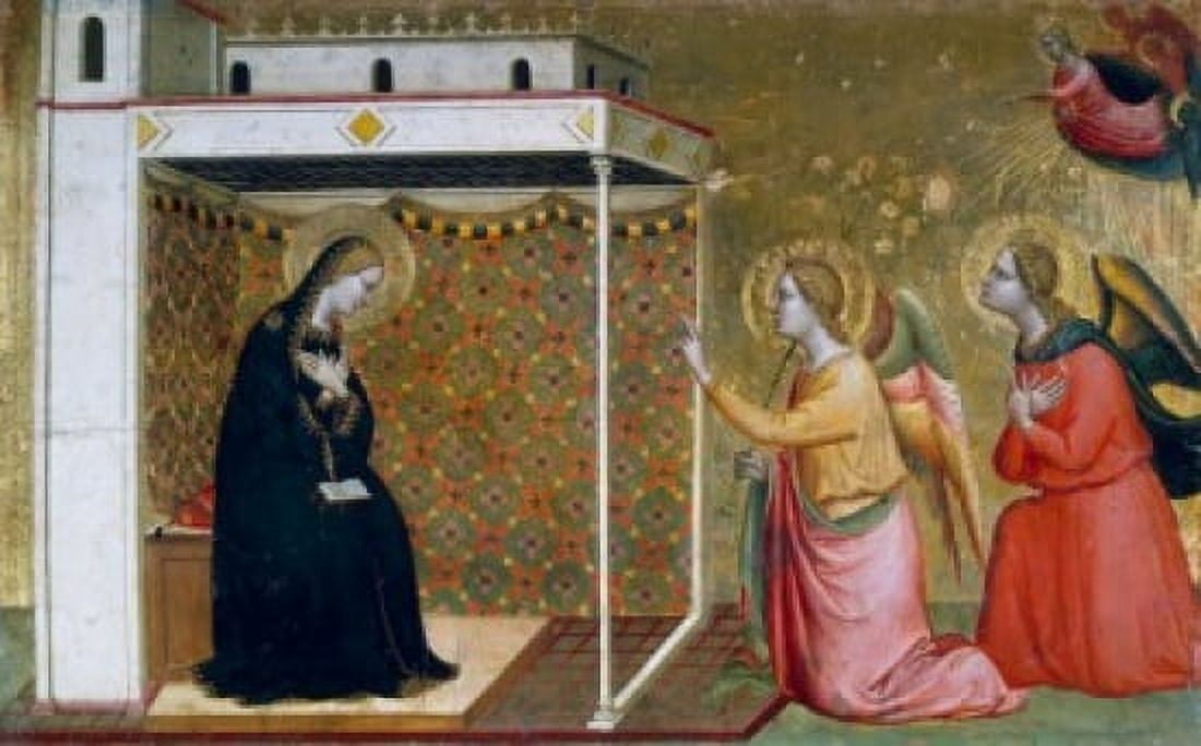 The Annunciation by Bernardo Daddi oil on wood 14th Century (Circa 1290-1351) France Paris Musee du Louvre Canvas Art - Bernardo Daddi (18 x 24)