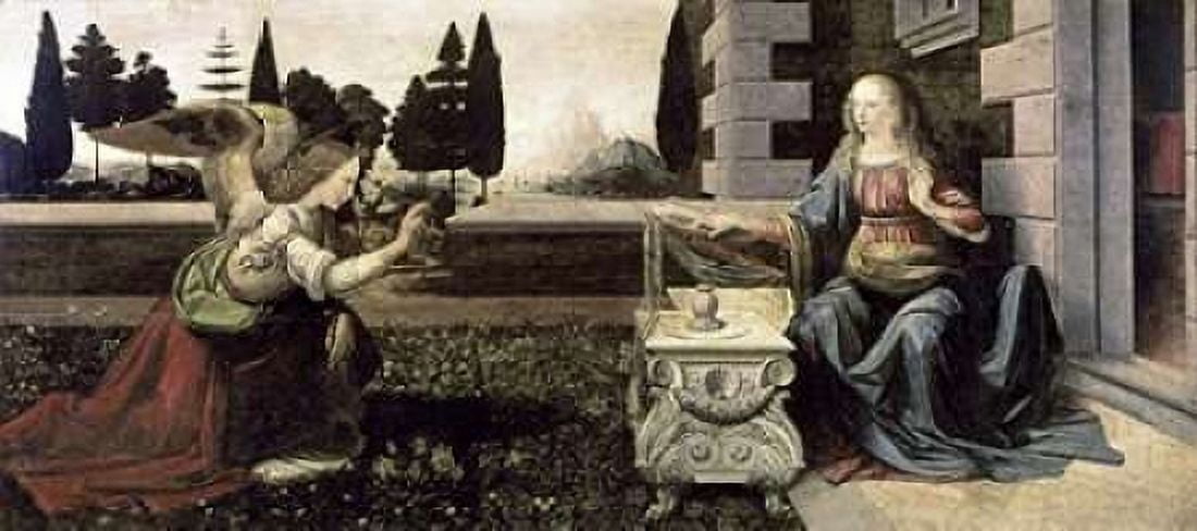 Annunciation Canvas Art - Leonardo Da Vinci (10 x 20)